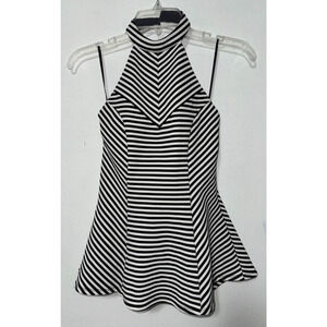 Guess Women S Brocade Halter Top Peplum Going Out Striped Lined Cocktail Party